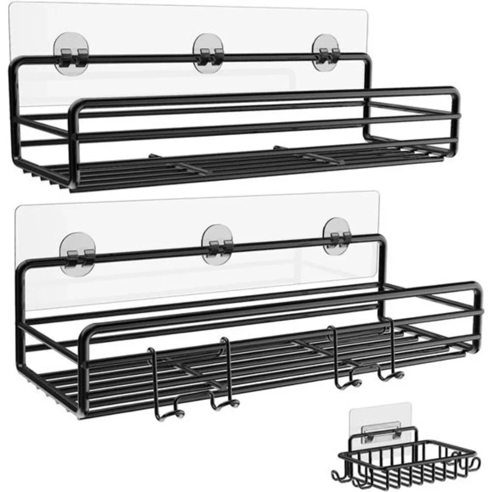 Shower Caddy Basket Shelf with Soap Holder, No Drilling Traceless Adhesive